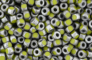 Matubo 3-Cut Seed Bead 6/0 (loose) : Silver Luster - Opaque Olivine