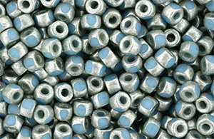 Matubo 3-Cut Seed Bead 6/0 (loose) : Silver Luster - Blue Turquoise