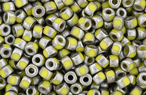 Matubo 3-Cut Seed Bead 6/0 (loose) : Silver Luster - Opaque Yellow