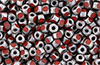 Matubo 3-Cut Seed Bead 6/0 (loose) : Silver Luster - Opaque Red