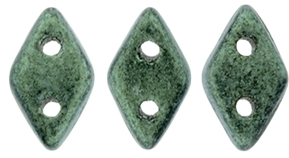 CzechMates Diamond Bead 6.5 x 4mm (loose) : Metallic Suede - Lt Green