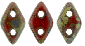 CzechMates Diamond Bead 6.5 x 4mm (loose) : Opaque Red - Picasso