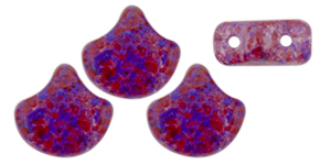 Matubo Ginkgo Leaf Bead 7.5 x 7.5mm (loose) : Confetti Splash - Violet Red