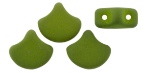 Matubo Ginkgo Leaf Bead 7.5 x 7.5mm (loose) : Saturated Lizard Green