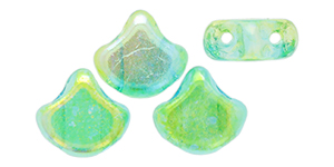 Matubo Ginkgo Leaf Bead 7.5 x 7.5mm (loose) : SUMMER RAINBOW Green