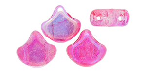 Matubo Ginkgo Leaf Bead 7.5 x 7.5mm (loose) : SUMMER RAINBOW Pink