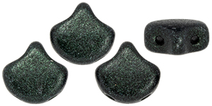 Matubo Ginkgo Leaf Bead 7.5 x 7.5mm (loose) : Metallic Suede - Dk Forest