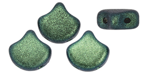 Matubo Ginkgo Leaf Bead 7.5 x 7.5mm (loose) : Polychrome - Aqua Teal