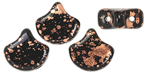 Matubo Ginkgo Leaf Bead 7.5 x 7.5mm (loose) : Copper Splash - Jet