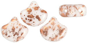 Matubo Ginkgo Leaf Bead 7.5 x 7.5mm (loose) : Copper Splash - White