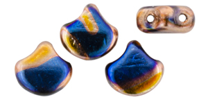 Matubo Ginkgo Leaf Bead 7.5 x 7.5mm (loose) : Striped - Jet Blue Sun