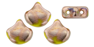 Matubo Ginkgo Leaf Bead 7.5 x 7.5mm (loose) : Limon n Full Capri Gold Batic