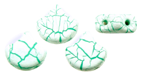 Matubo Ginkgo Leaf Bead 7.5 X 7.5mm (loose) : Ionic White/Green
