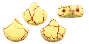 Matubo Ginkgo Leaf Bead 7.5 X 7.5mm (loose) : Ionic Light Yellow/Dark Red