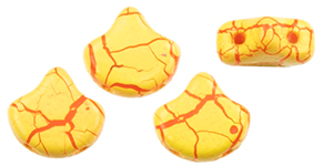 Matubo Ginkgo Leaf Bead 7.5 X 7.5mm (loose) : Ionic Yellow/Red