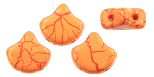 Matubo Ginkgo Leaf Bead 7.5 X 7.5mm (loose) : Ionic Orange/Dark Red