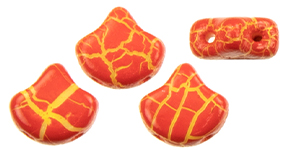 Matubo Ginkgo Leaf Bead 7.5 X 7.5mm (loose) : Ionic Red/Yellow