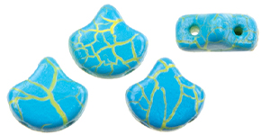 Matubo Ginkgo Leaf Bead 7.5 X 7.5mm (loose) : Ionic Blue/Yellow