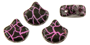 Matubo Ginkgo Leaf Bead 7.5 X 7.5mm (loose) : Ionic Jet/Pink