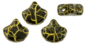 Matubo Ginkgo Leaf Bead 7.5 X 7.5mm (loose) : Ionic Jet/Yellow