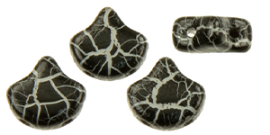 Matubo Ginkgo Leaf Bead 7.5 X 7.5mm (loose) : Ionic Jet/White