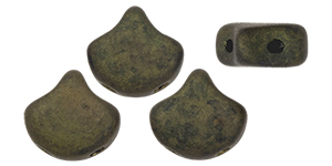 Matubo Ginkgo Leaf Bead 7.5 x 7.5mm (loose) : Matte - Luster - Metallic Olivine