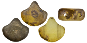 Matubo Ginkgo Leaf Bead 7.5 x 7.5mm (loose) : Matte - Transparent - Rembrandt