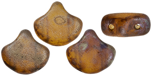 Matubo Ginkgo Leaf Bead 7.5 x 7.5mm (loose) : Matte - Med Topaz - Rembrandt