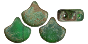 Matubo Ginkgo Leaf Bead 7.5 x 7.5mm (loose) : Matte - Emerald - Rembrandt