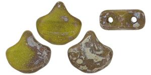 Matubo Ginkgo Leaf Bead 7.5 x 7.5mm (loose) : Matte - Opaque Olivine - Rembrandt