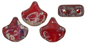 Matubo Ginkgo Leaf Bead 7.5 x 7.5mm (loose) : Matte - Siam Ruby - Rembrandt