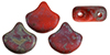 Matubo Ginkgo Leaf Bead 7.5 x 7.5mm (loose) : Matte - Opaque Lt Red - Rembrandt