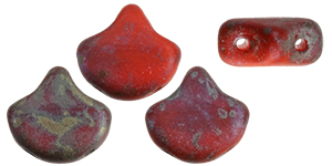 Matubo Ginkgo Leaf Bead 7.5 x 7.5mm (loose) : Matte - Opaque Lt Red - Rembrandt