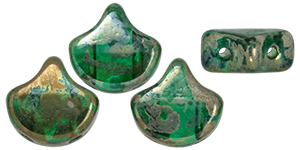 Matubo Ginkgo Leaf Bead 7.5 x 7.5mm (loose) : Emerald - Rembrandt