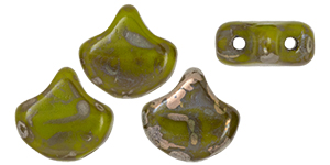 Matubo Ginkgo Leaf Bead 7.5 x 7.5mm (loose) : Opaque Olivine - Rembrandt