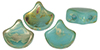 Matubo Ginkgo Leaf Bead 7.5 x 7.5mm (loose) : Blue Turquoise - Rembrandt