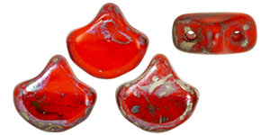 Matubo Ginkgo Leaf Bead 7.5 x 7.5mm (loose) : Opaque Lt Red - Rembrandt