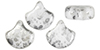 Matubo Ginkgo Leaf Bead 7.5 x 7.5mm (loose) : Silver Splash - White