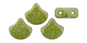 Matubo Ginkgo Leaf Bead 7.5 x 7.5mm (loose) : Stardance -  Green Olive