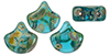 Matubo Ginkgo Leaf Bead 7.5 x 7.5mm (loose) : Aquamarine - Picasso