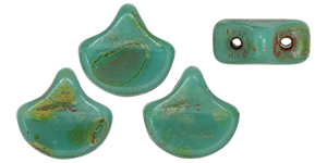 Matubo Ginkgo Leaf Bead 7.5 x 7.5mm (loose) : Turquoise - Picasso