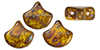 Matubo Ginkgo Leaf Bead 7.5 x 7.5mm (loose) : Opaque Yellow - Picasso