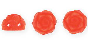 Roseta Two-Hole Cabochon 6mm (loose) : Neon Country Red Coral
