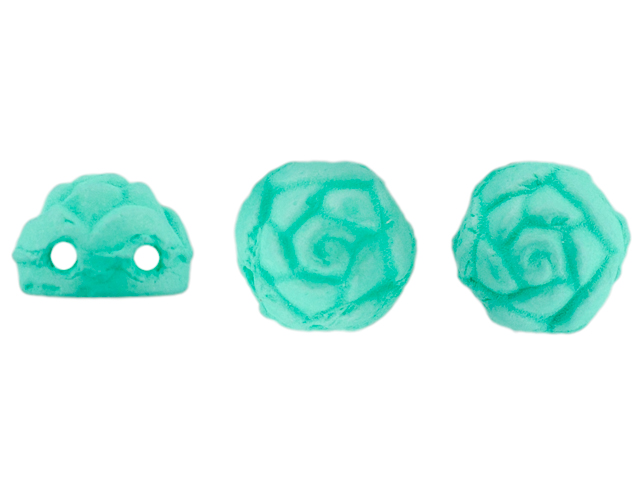 Roseta Two-Hole Cabochon 6mm (loose) : Neon Silk Mint