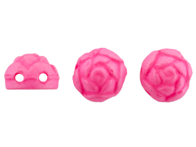 Roseta Two-Hole Cabochon 6mm (loose) : Neon Silk Fuchsia