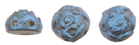 Roseta Two-Hole Cabochon 6mm (loose) : Chatoyant - Twilight Blue