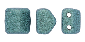 Roof Bead 6 x 6mm (loose) : Metallic Suede - Lt Green