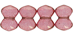 Butterfly, one hole, 3 x 4 mm (loose) : Luster - Pink