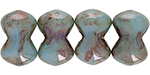 Butterfly, one hole, 3 x 4 mm (loose) : Luster - Green/Opaque White