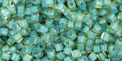 TOHO - Cube 1.5mm : Inside-Color Rainbow Lt Topaz/Sea Foam-Lined